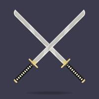 icône d'épées katana croisées. arme de samouraï. équipement ninja. style bande dessinée. illustration vectorielle propre et moderne pour le design, le web. vecteur