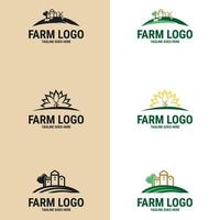 collection de modèles de logo de ferme plate. logo ou symbole de produit agricole. agriculture, élevage, concept d'alimentation naturelle vecteur