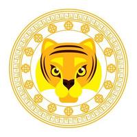 tête de tigre chinois doré vecteur