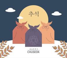 cadeaux chuseok et lune vecteur