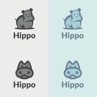 concept minimaliste de conception de logo d'hippopotame. adapté au logo de l'entreprise, à l'impression, au numérique, aux icônes, aux applications et à d'autres fins de matériel marketing. jeu de logo hippopotame vecteur