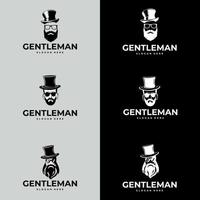 logo de monsieur. étiquette de gentleman. illustration classique avec jeu d'icônes pour hommes uniquement. vecteur