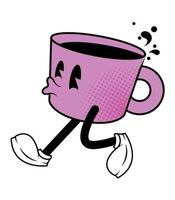 dessin animé de marche de tasse de café vecteur