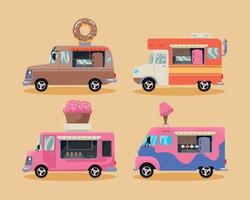 food trucks quatre icônes vecteur