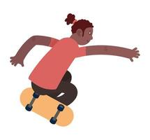 fille de patineur afro vecteur