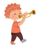 garçon jouant de la trompette vecteur