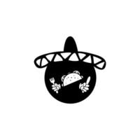 icône de taco de restauration rapide, étiquette pour restaurant ou café de conception de menu vecteur