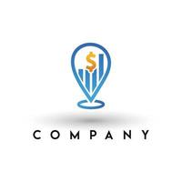 logo d'entreprise marketing et financière, logo de localisation financière, logo comptable, modèle de logo de localisation vecteur