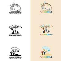 illustration du logo vectoriel de l'aire de jeux. modèle de logo de groupe de jeu, préscolaire, maternelle