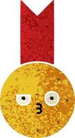 médaille d'or de dessin animé de style illustration rétro vecteur