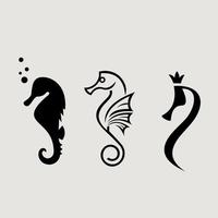 icône graphique hippocampe. signe noir hippocampe isolé sur fond blanc. symbole de la vie marine. tatouage. logo. illustration vectorielle vecteur