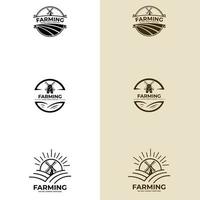 collection de modèles de logo de ferme plate. logo ou symbole de produit agricole. agriculture, élevage, concept d'alimentation naturelle vecteur