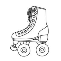 doodle illustration vectorielle de patins à roulettes. patin à roulettes rétro de style années 90 dessiné à la main isolé vecteur