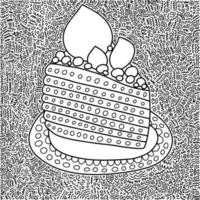 tranche de gâteau sur la page de coloriage de vecteur de plaque. jolie page de coloriage pour enfants et adultes avec un dessert savoureux.