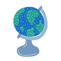 illustration vectorielle de globe plat. clipart globe scolaire dessiné à la main vecteur