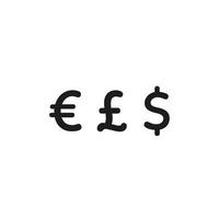 signes, icônes des trois principales devises. dollar, euro et livres, illustration vectorielle. vecteur