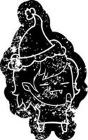 icône de dessin animé en détresse d'une fille vampire mort-vivant portant un bonnet de noel vecteur