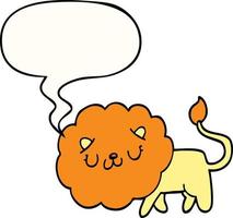 lion de dessin animé et bulle de dialogue vecteur