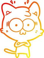 chaud gradient ligne dessin dessin animé chat surpris vecteur