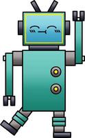 robot heureux de dessin animé ombragé dégradé vecteur