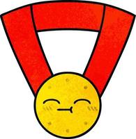 médaille d'or de dessin animé de texture grunge rétro vecteur