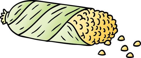 dessin animé dégradé doodle de maïs frais en épi vecteur