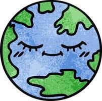 rétro grunge texture dessin animé planète terre vecteur