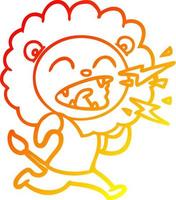 ligne de gradient chaud dessin dessin animé lion rugissant vecteur