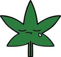 feuille de marijuana dessin animé mignon vecteur