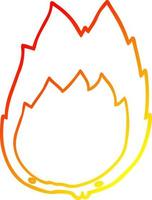 ligne de gradient chaud dessinant des flammes de dessin animé vecteur