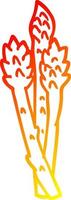 ligne de gradient chaud dessinant une plante d'asperges de dessin animé vecteur
