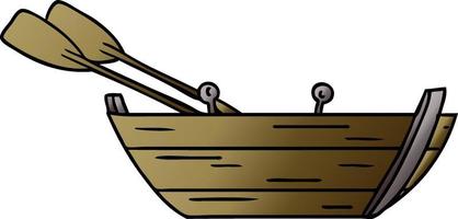 doodle cartoon dégradé d'un bateau à rames en bois vecteur