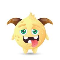 drôle de monstre de dessin animé jaune rond avec deux yeux et une bouche ouverte pour les décorations d'halloween pour enfants vecteur