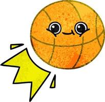 basket-ball de dessin animé de texture grunge rétro vecteur