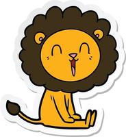 autocollant d'un dessin animé de lion riant assis vecteur