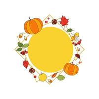 cadre d'automne décoratif avec baies, feuilles et citrouilles vecteur