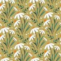 joli imprimé romantique avec des marguerites blanches en fleurs sur un pré vert. motif vectoriel harmonieux d'été pour les textiles pour enfants et femmes, imprimable sur n'importe quelle surface