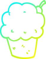 cupcake de dessin animé de dessin de ligne de gradient froid vecteur