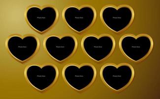cadre coeur doré pour photo vecteur