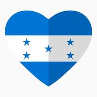 drapeau du honduras en forme de coeur, style plat, symbole de l'amour pour son pays, patriotisme, icône du jour de l'indépendance. vecteur