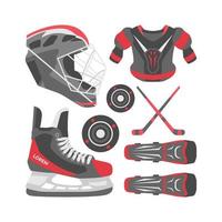 éléments de hockey sur glace de style design plat vecteur