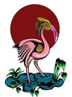 illustration de robot flamant rose vecteur