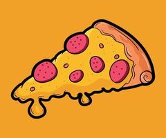 pizza au fromage doodle dessiné à la main vecteur