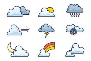 jeu d'icônes météo nuage vecteur