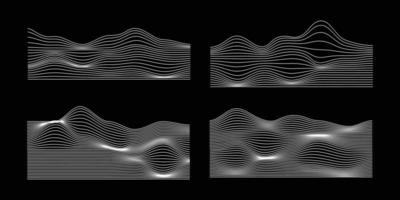 ensemble de style filaire abstrait des années 80. technologie futuriste rétro en ligne de grille pour élément graphique. collection de formulaire de conception d'illustration de maillage 3d vecteur