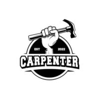 création de logo de charpentier dans un style vintage rétro rustique. création de logo de bricoleur vecteur