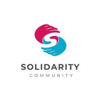 conception de logo de soins aux personnes et de solidarité. logo soin des mains vecteur
