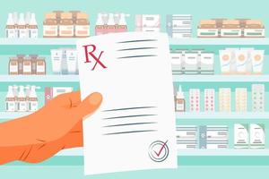 document pour pharmacien avec sceau. liste des médicaments à acheter. vente d'antibiotiques.