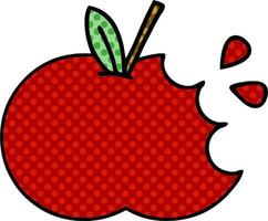 pomme rouge de dessin animé de style bande dessinée vecteur