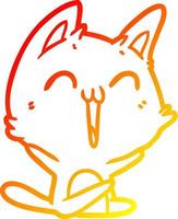 ligne de gradient chaud dessinant un chat de dessin animé heureux miaou vecteur